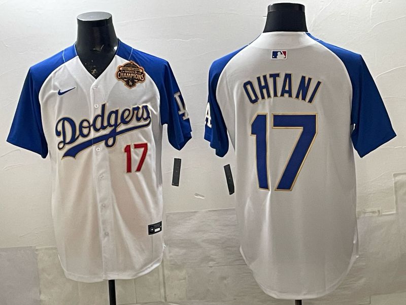 Men Los Angeles Dodgers #17 Ohtani White Gold 2026 Nike Game MLB Jersey 005
